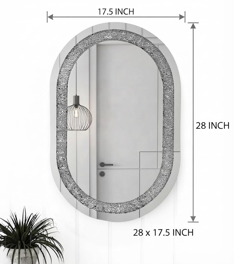Oval Capsule Diamond Crush Crystal Mirror