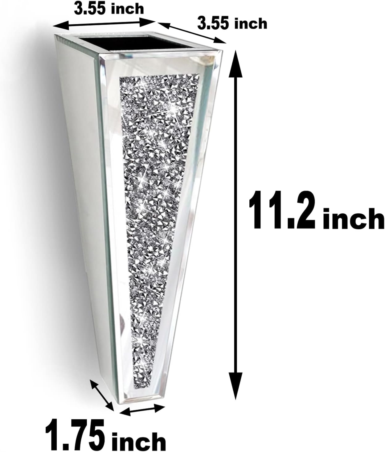 Flower Vase Crushed Diamond Mirrored Hanging Planter Set of 2