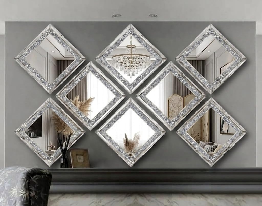 Crush Diamond Wall Décor Mirror 12x12 inch (Pack of 2)