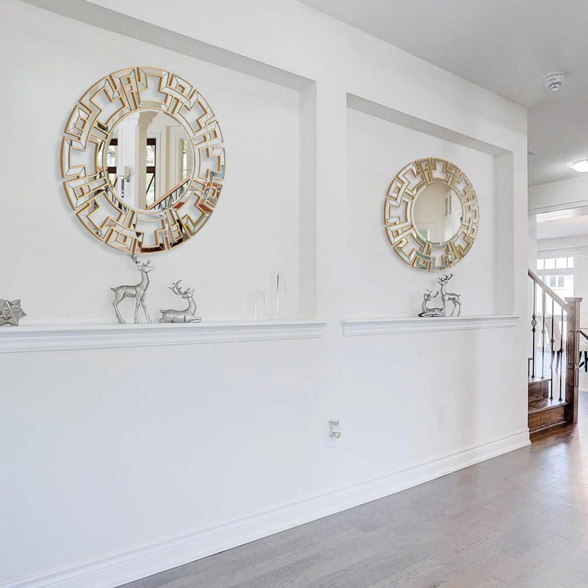 Round Wood Frame Wall Mirror