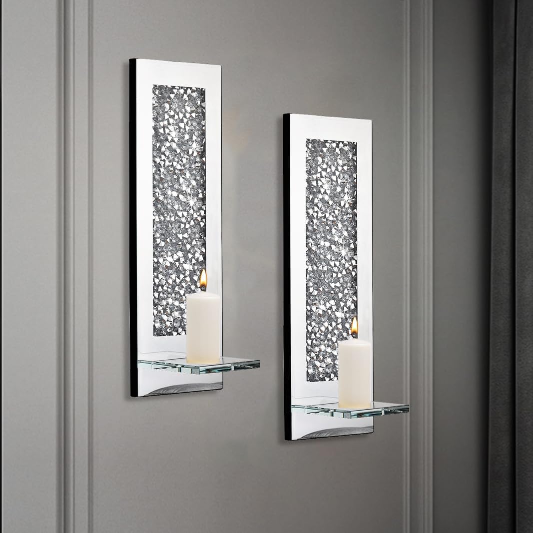 Crystal Crush Diamond Wall Candle Holder Set of 2