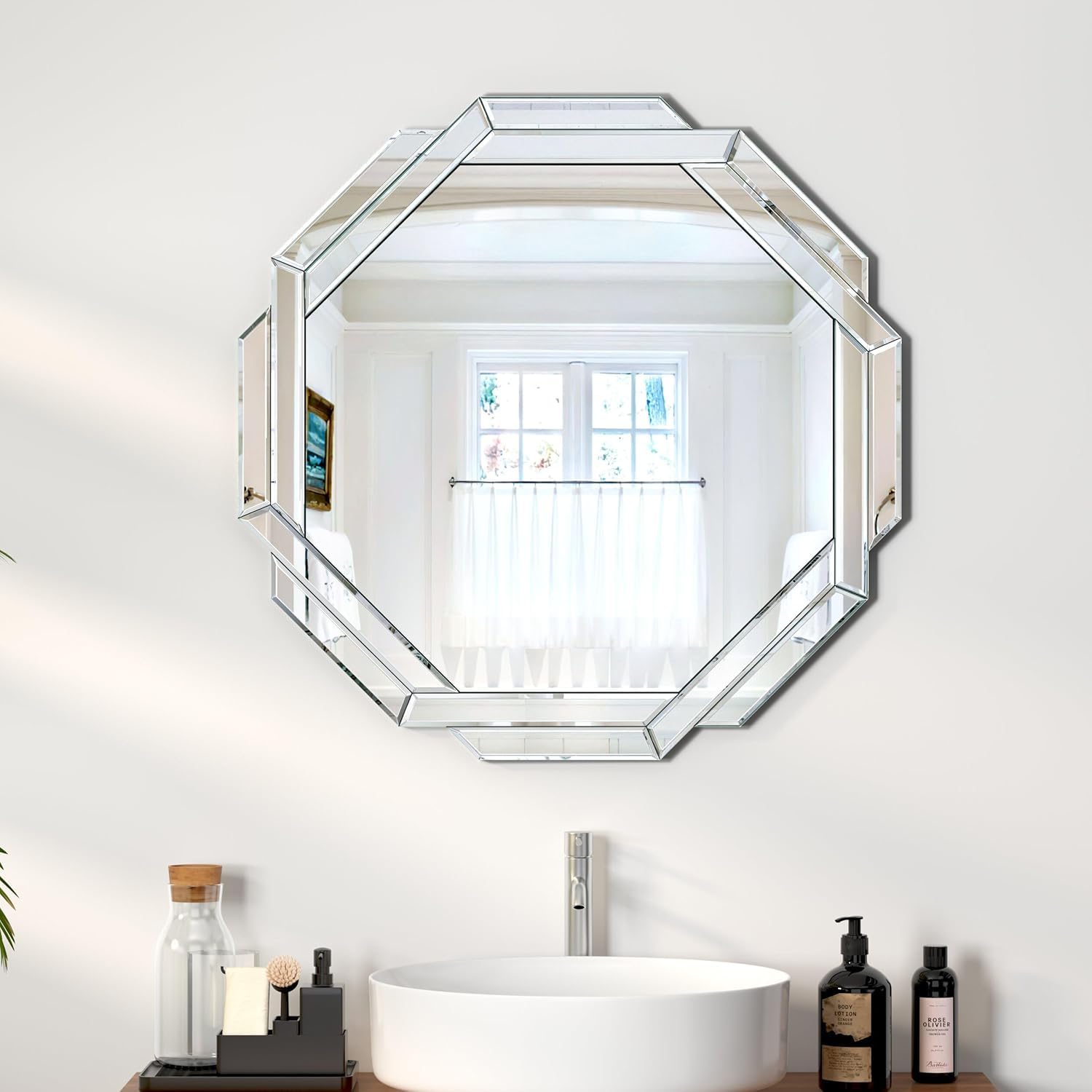 Hexa Design Round Decorative Mirror