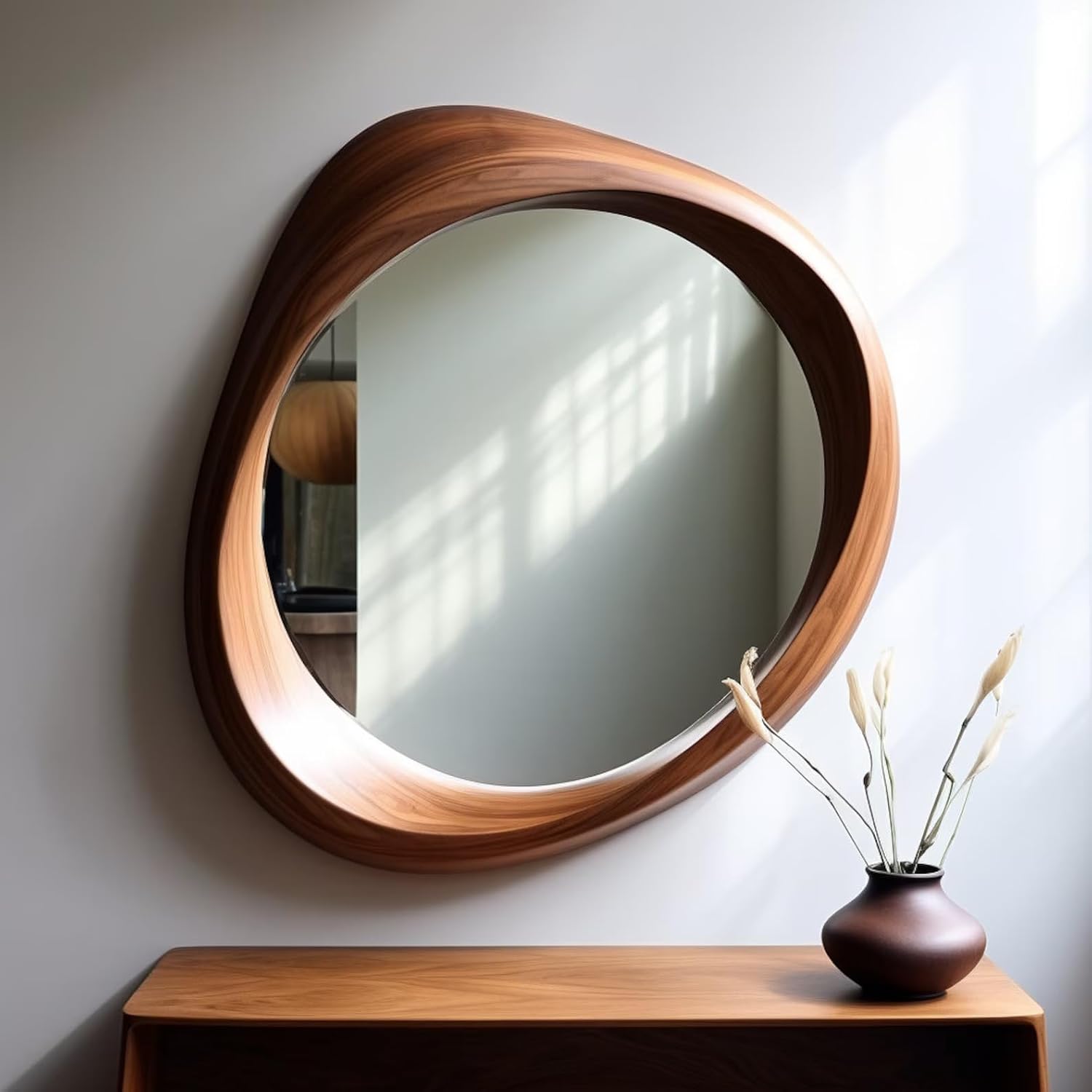 Irregular Wall Mirror for Bathroom Shagwan Solid Wood