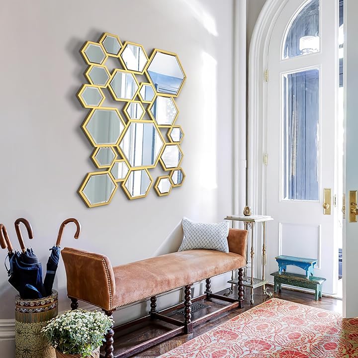 Gold Hexa Wall Decor Mirror for Wall Art