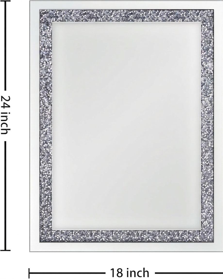 Rectangular Diamond Crush Crystal Mirror