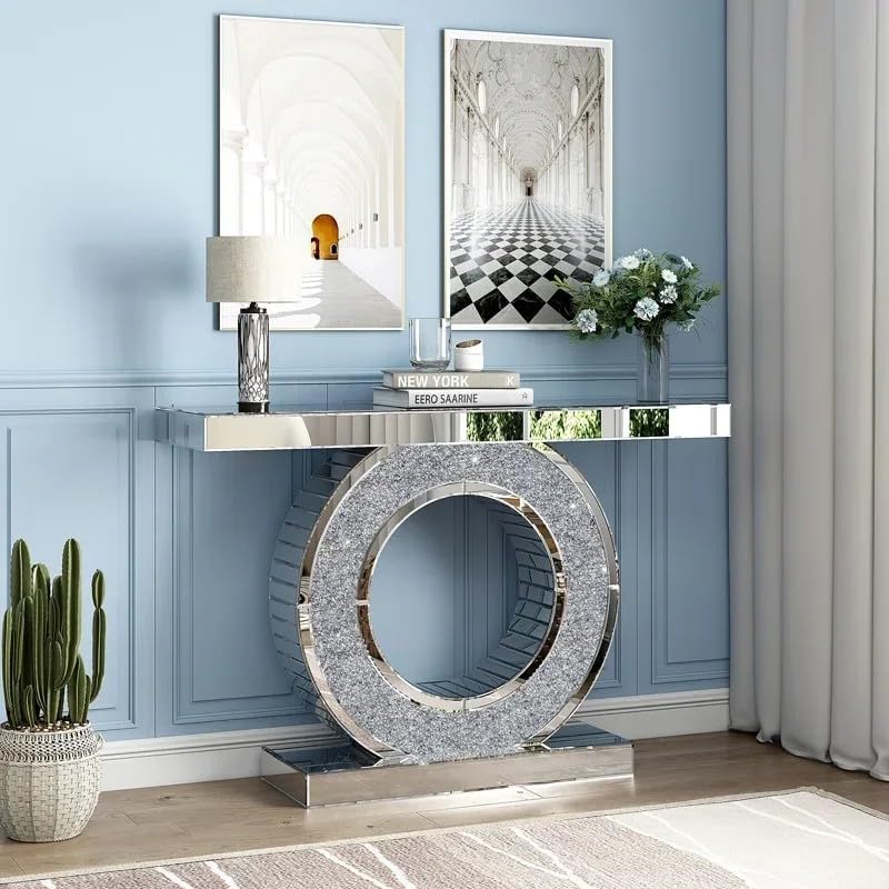 Cozy Mirrored Diamond Crush Console Table