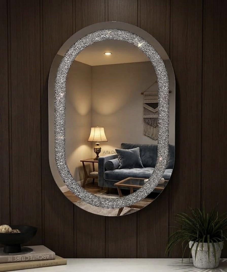 Diamond Crush LED Crystal Rectangular Frontlite Mirror