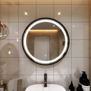 LED Black Framed Wall Round Mirror