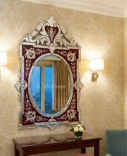 Mahroon Venetian Mirror Taj Bengal Italian Style Wall Mirror