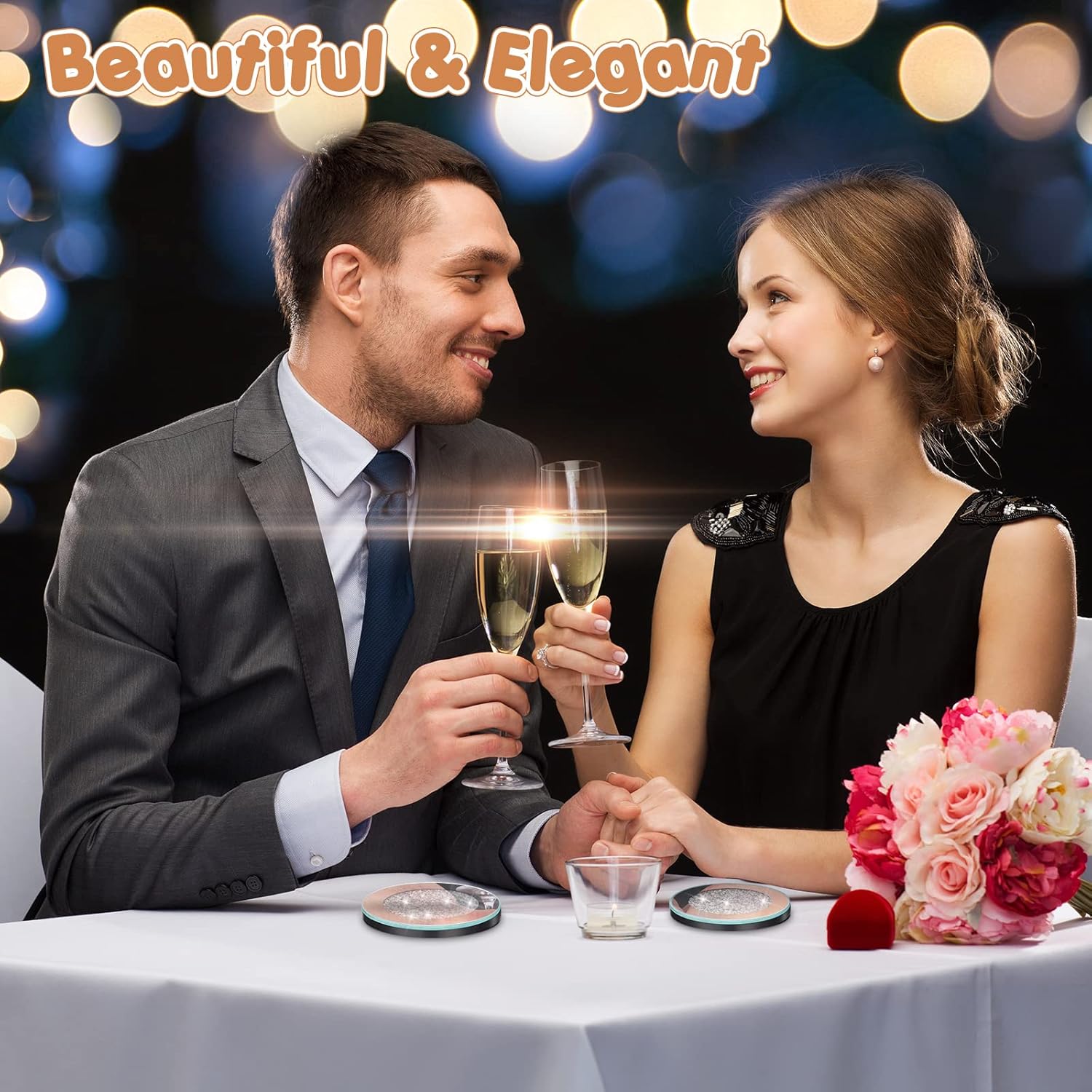 Round Glass Mirrored Coaster 4 pc