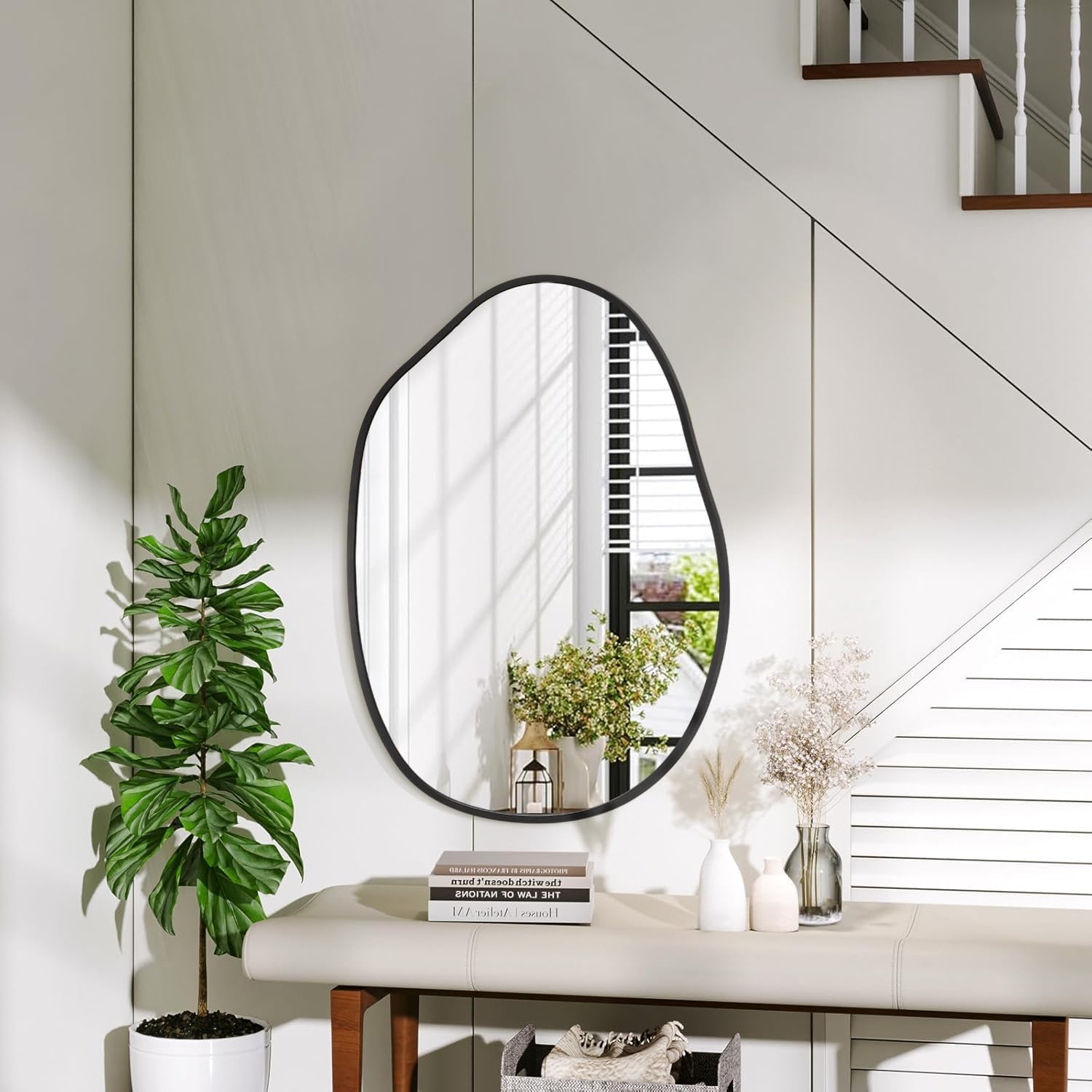 Irregular Metal Framed Wall Rectangular Mirror