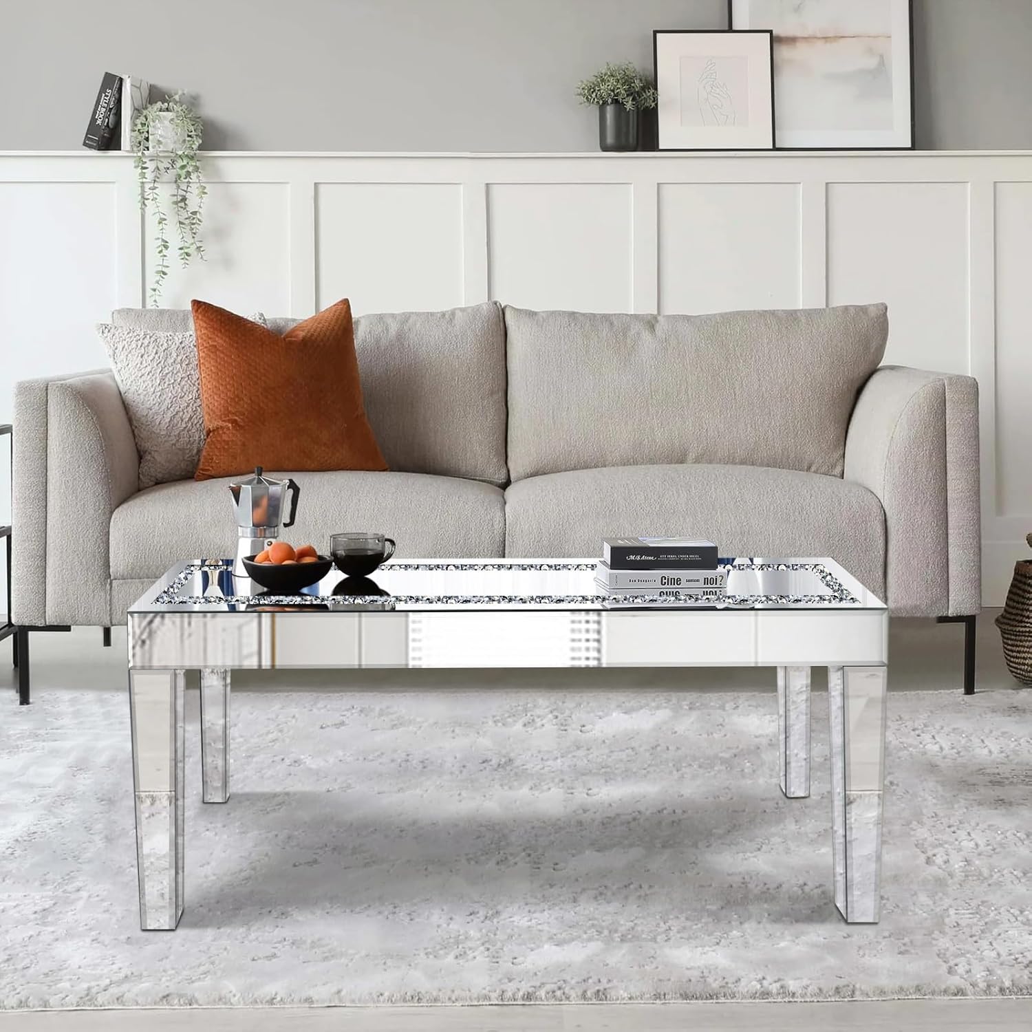 Rectangle Glass Centre Table with Mirrored Finish