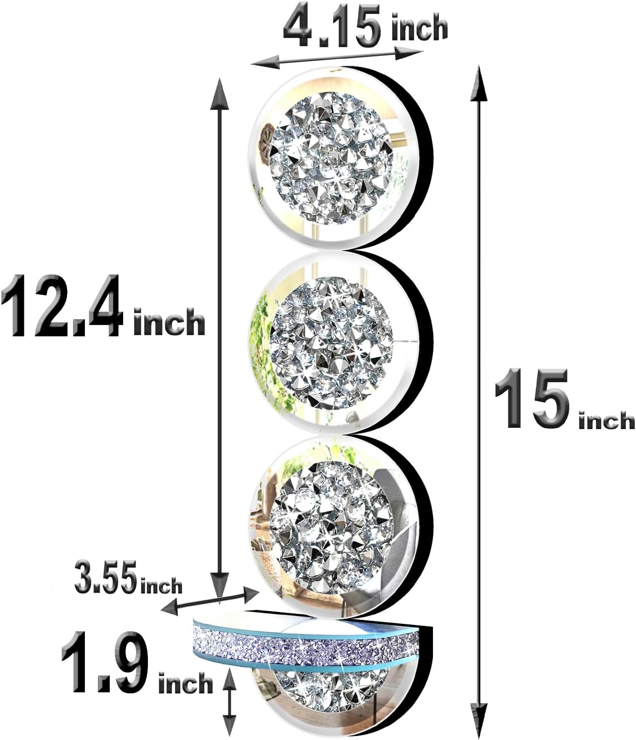 Crystal Round Diamond Wall Candle Holder Set of 2