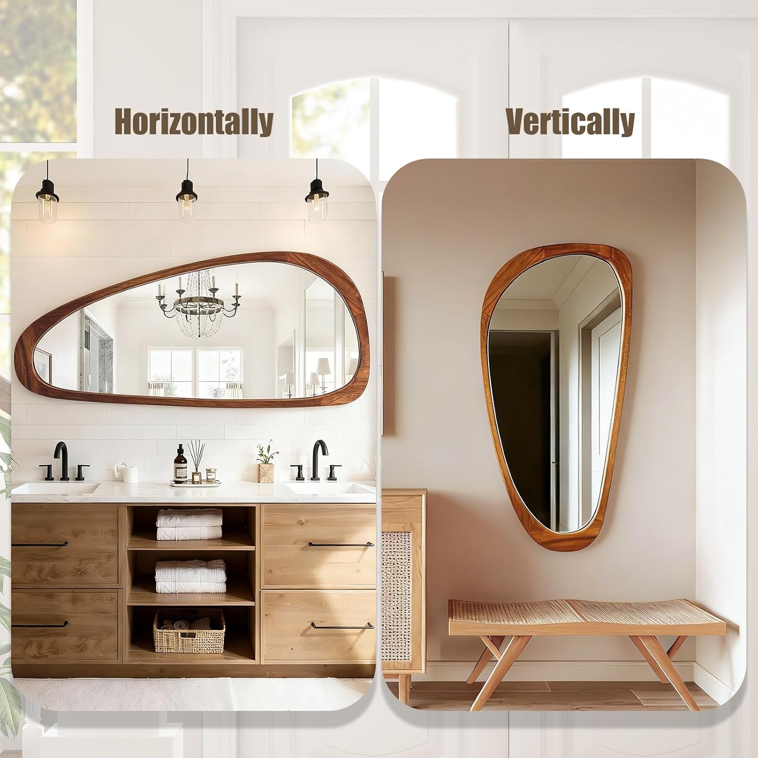 Asymmetrical Mirror, 48"x22" Irregular Mirror Full Length