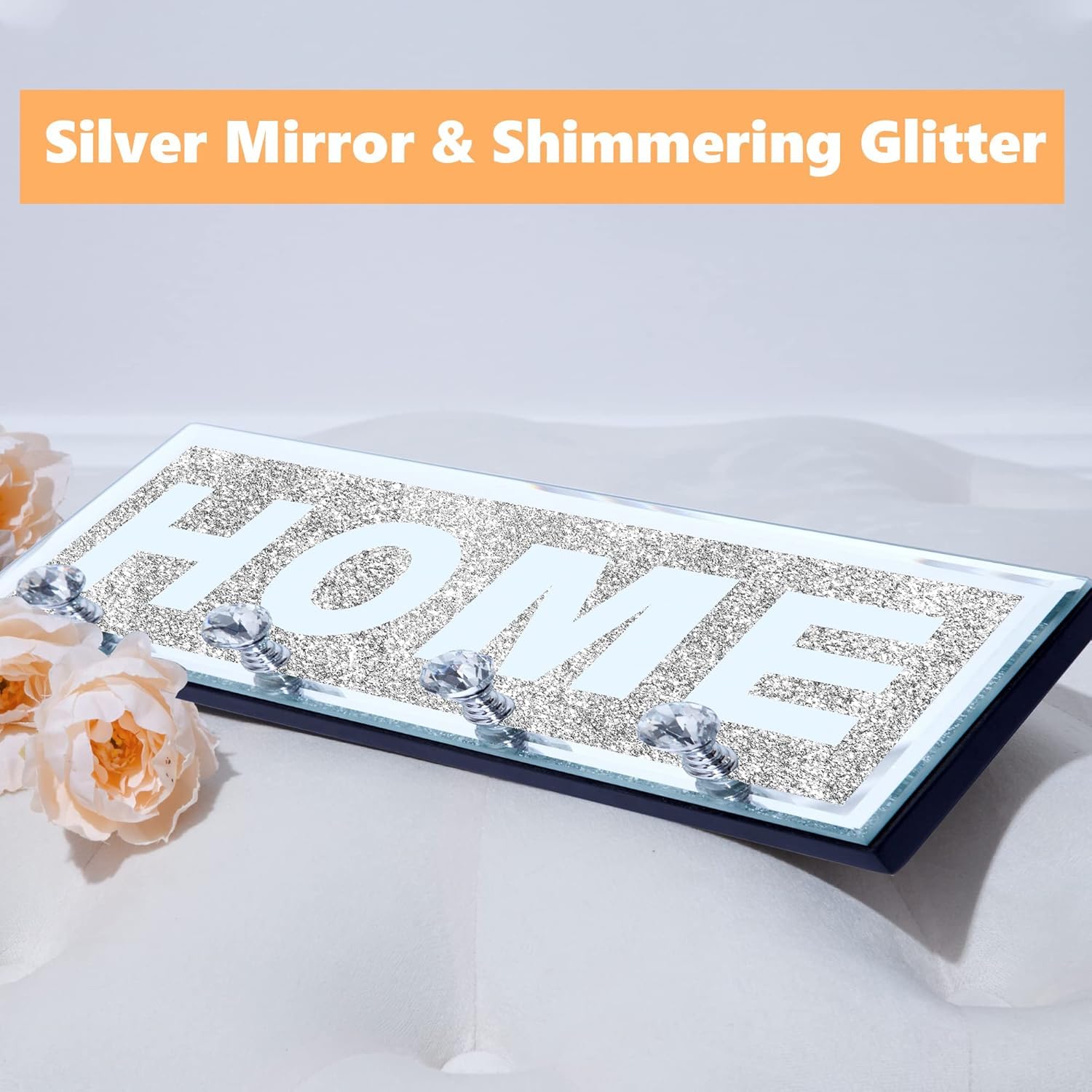 HOME Letter Crush Diamond Mirrored Key Holder