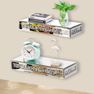 Mirrored Floating Shelves Wall Mounted set of 2