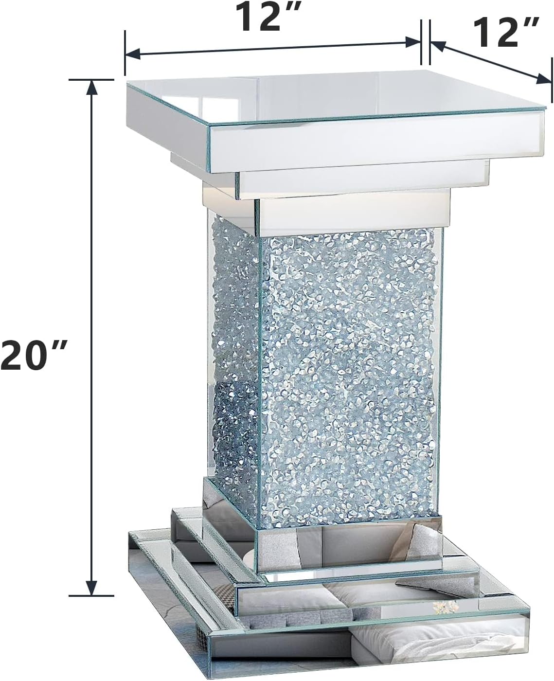 Pregaspor Silver Mirrored End Coffee Table