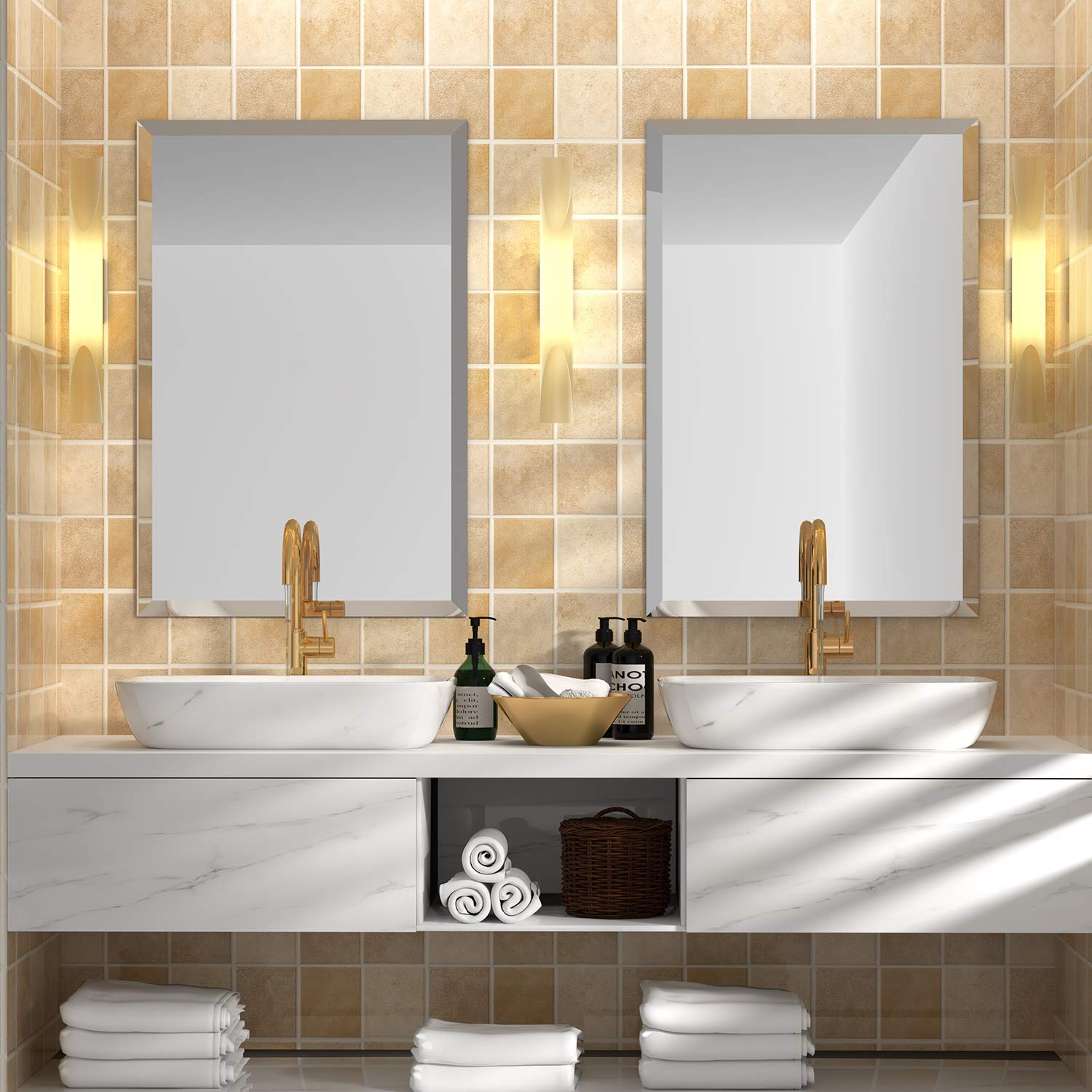 Rectangular Frameless Bathroom Mirror