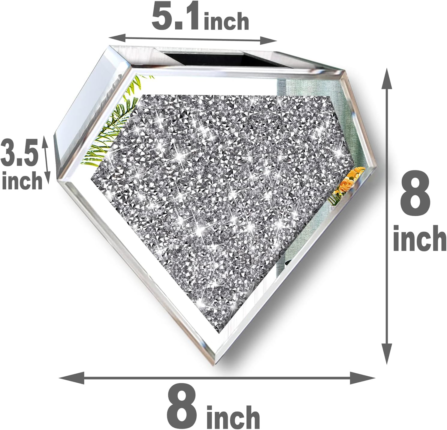 Flower Vase Crushed Diamond Mirrored Hanging Planter Set of 2