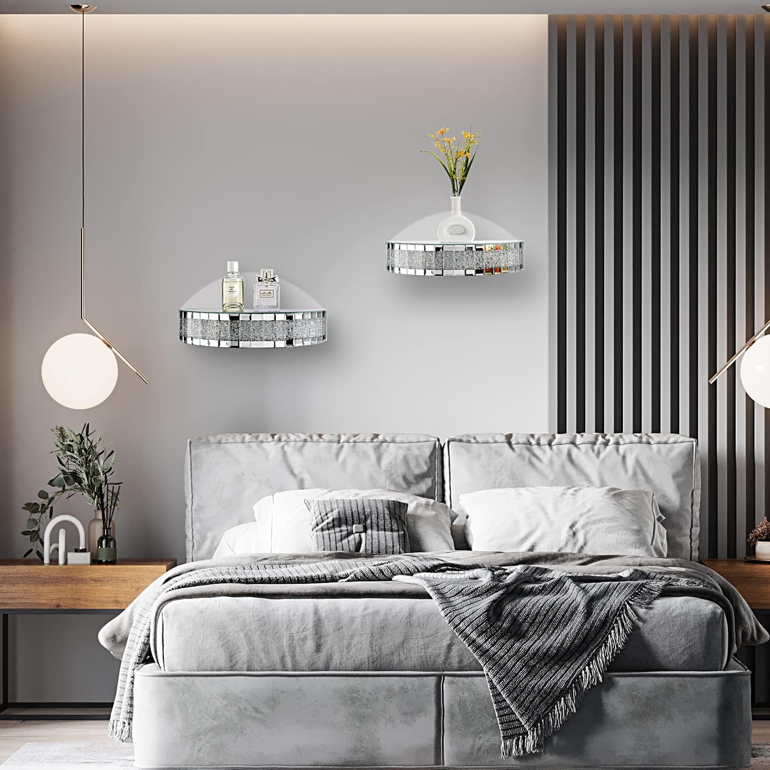 Diamond Crush Mirrored Floating Shelf