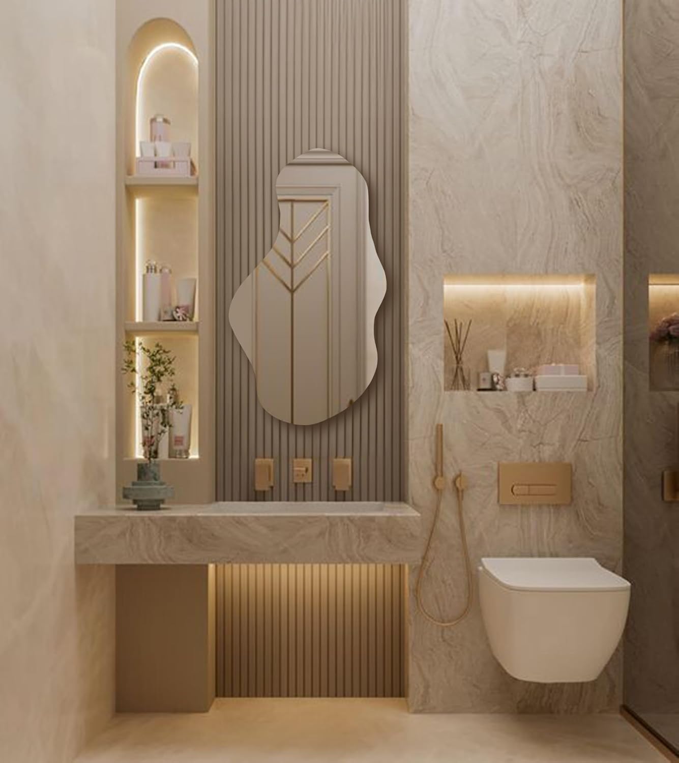 LED Slim Design Backlite Irregular Bathroom Mirror