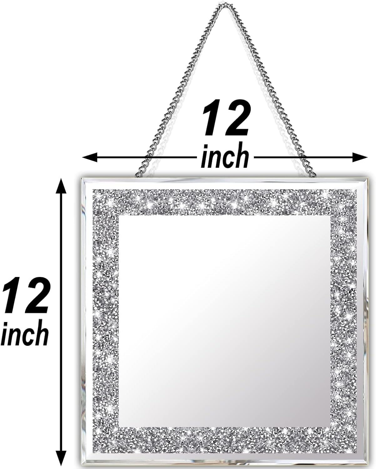 2 Piece Wall Mirrors, Crush Diamond Wall Décor 12x12 inch