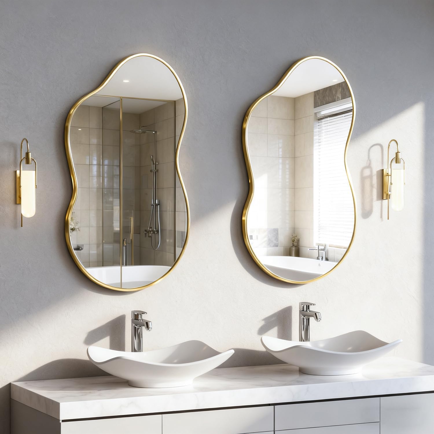 Cloud Shape Framed Wall Rectangular Mirror