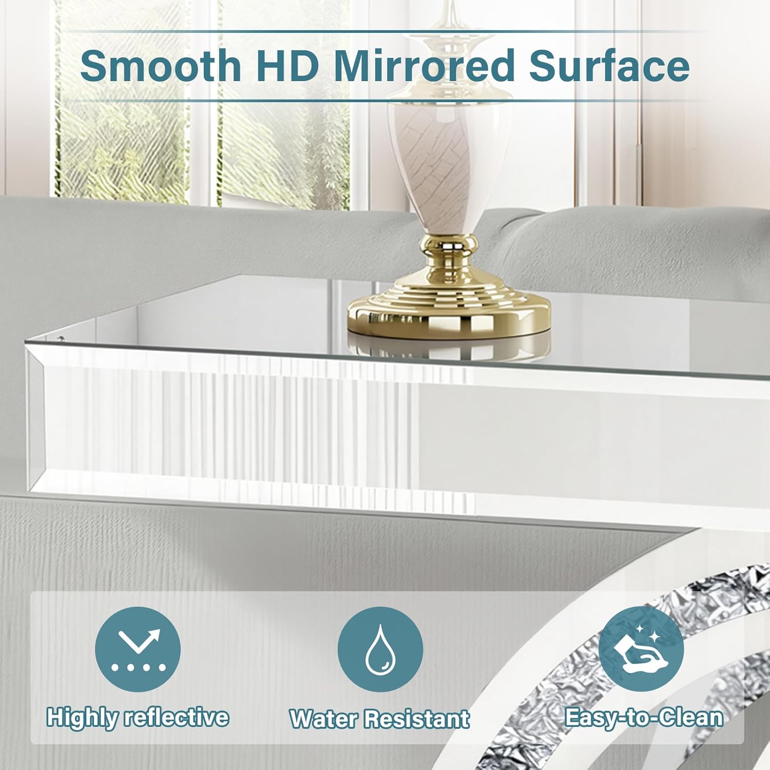 O-Shaped Base Diamond Crush Console Table