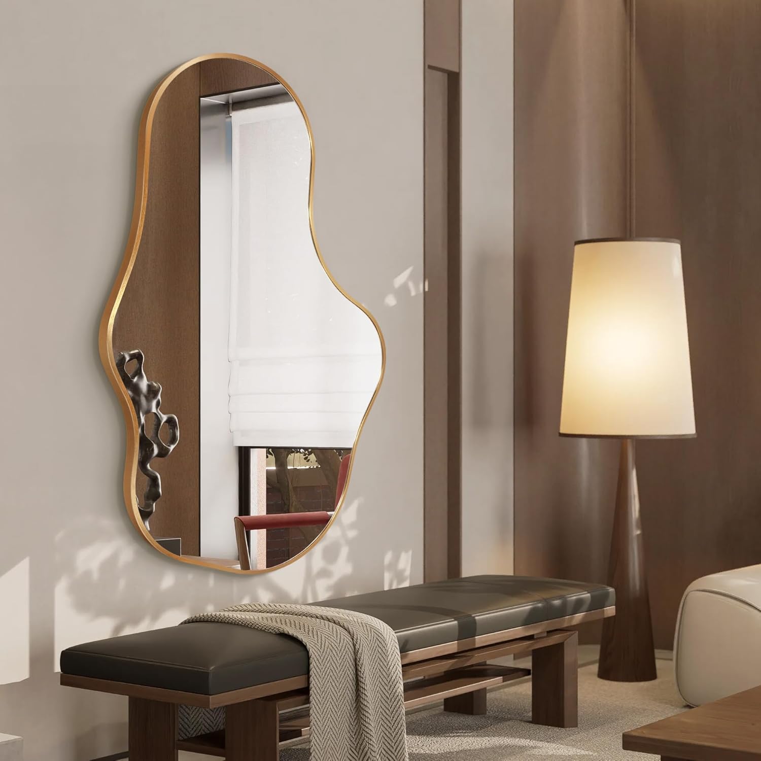 Irregular Metal Framed Wall Rectangular Mirror