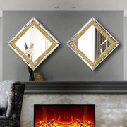 2 Piece Wall Mirrors, Gold Crush Diamond Wall Décor 12x12 inch