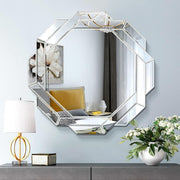 Hexa Design Round Decorative Mirror