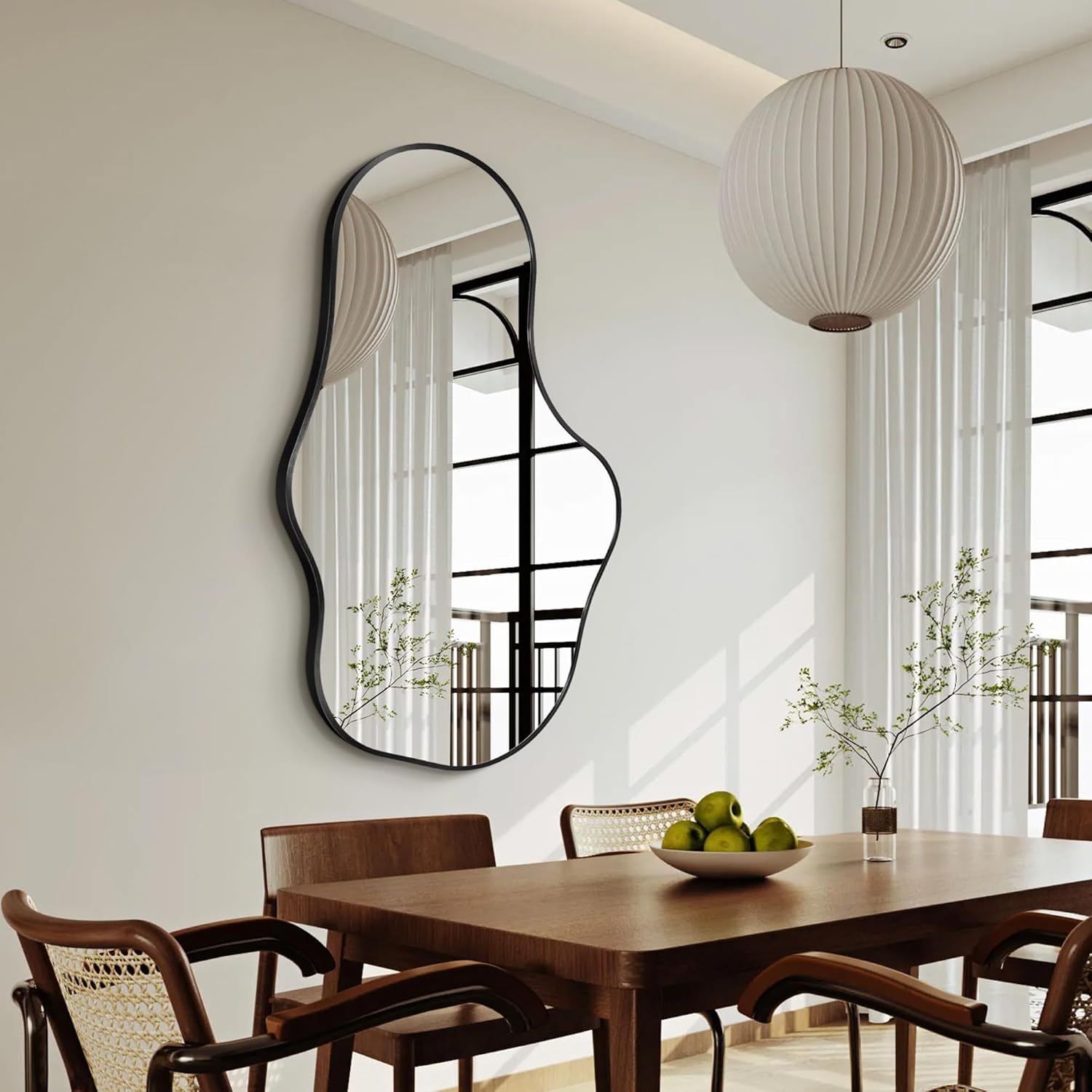 Irregular Metal Framed Wall Rectangular Mirror