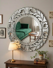 Round Venetian Antique Wall Mirror Italian Finished