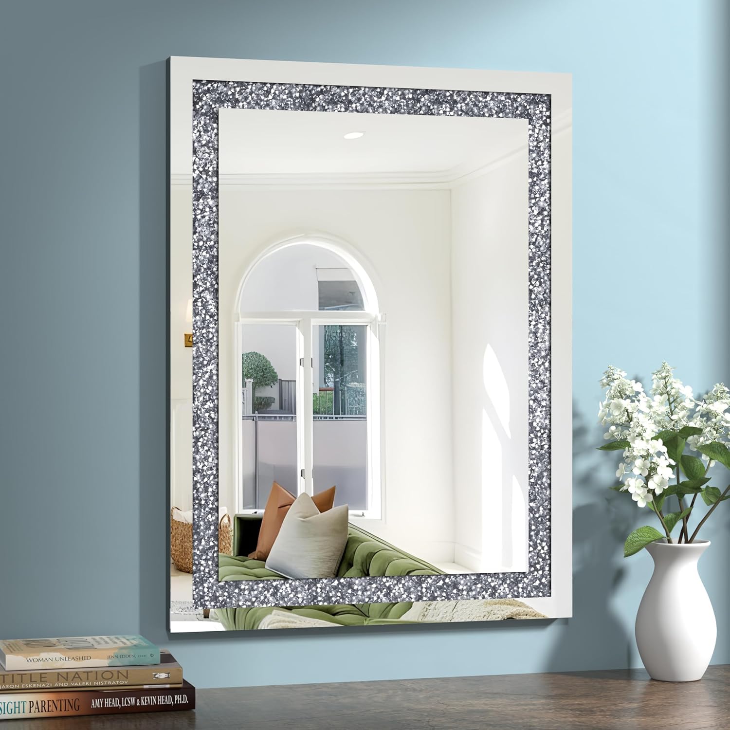 Rectangular Diamond Crush Crystal Mirror