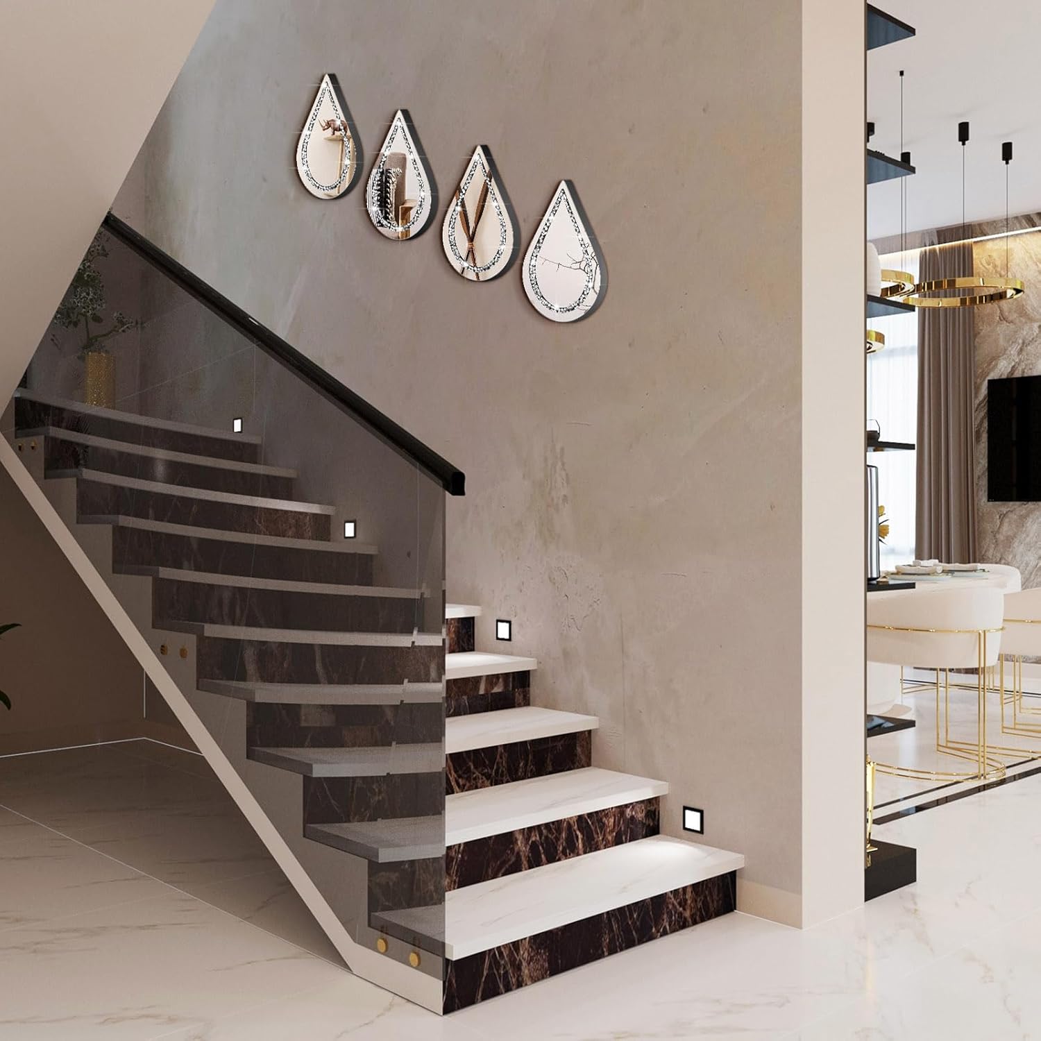 4 Pcs Silver Mirror Wall Decor Tear Drop 11.8 x 6.7 Inches