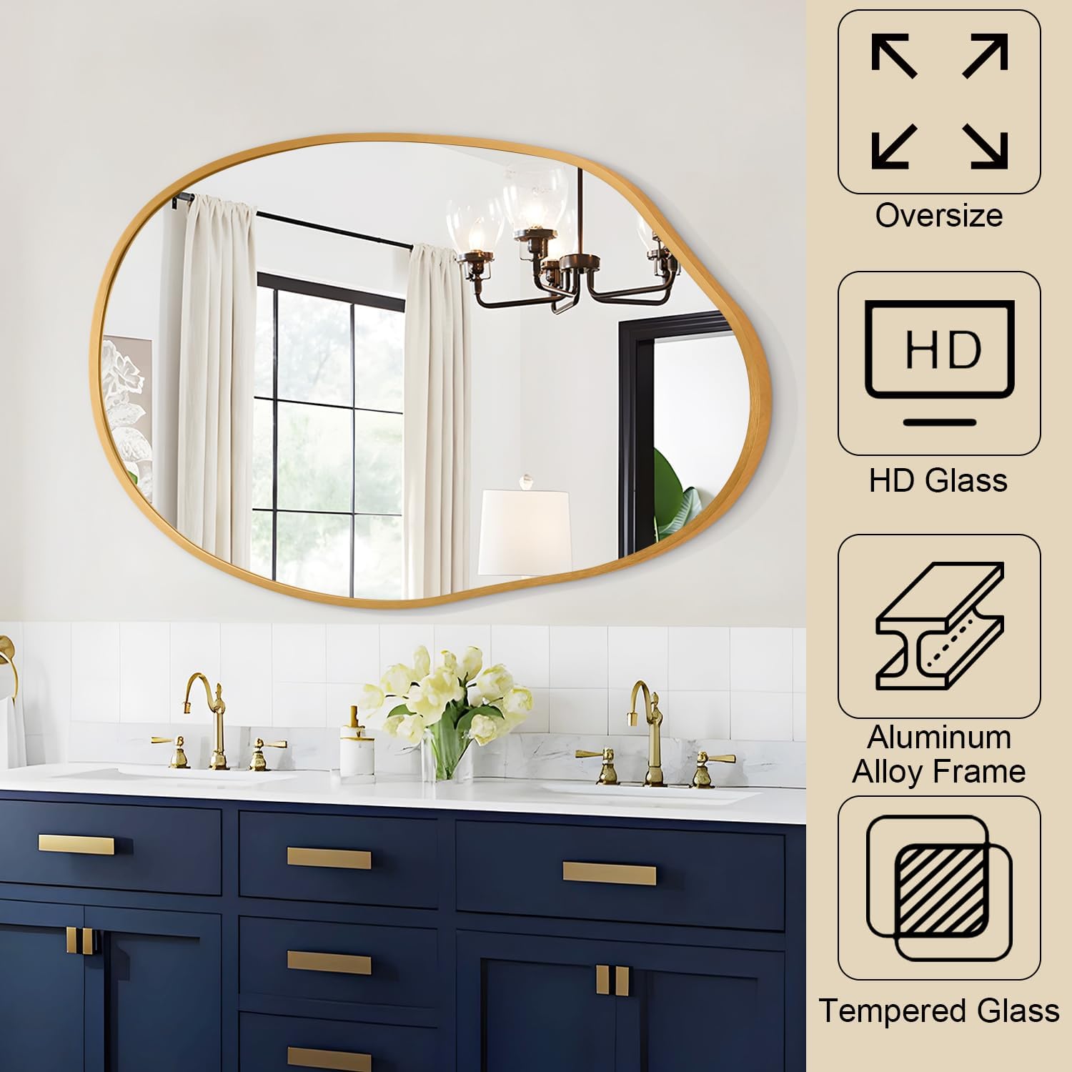 Irregular Metal Framed Wall Rectangular Mirror