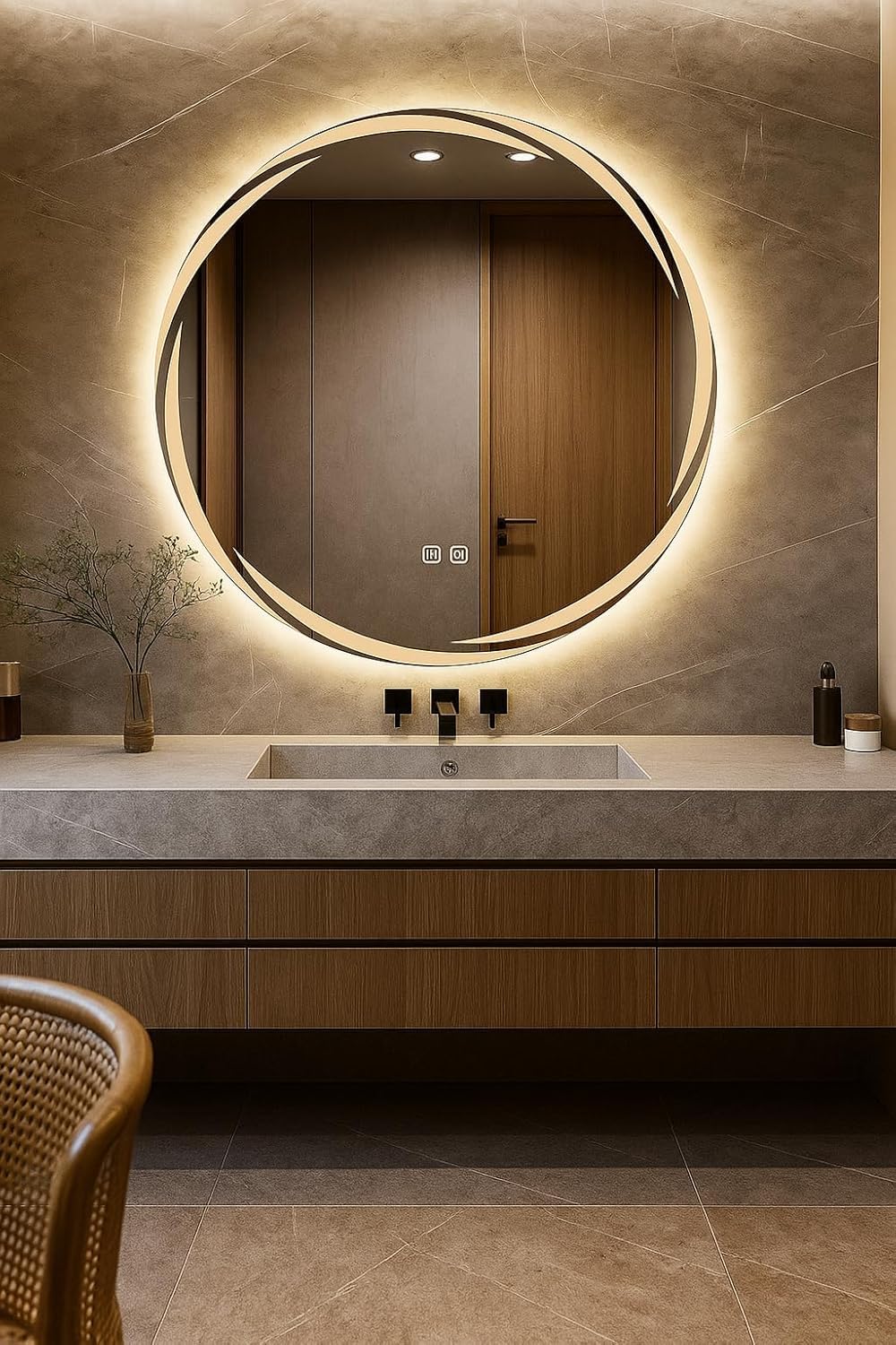 LED Round Anti-Fog Frontlite Mirror Wave