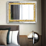 Rectangular Diamond Crush Crystal Mirror Gold