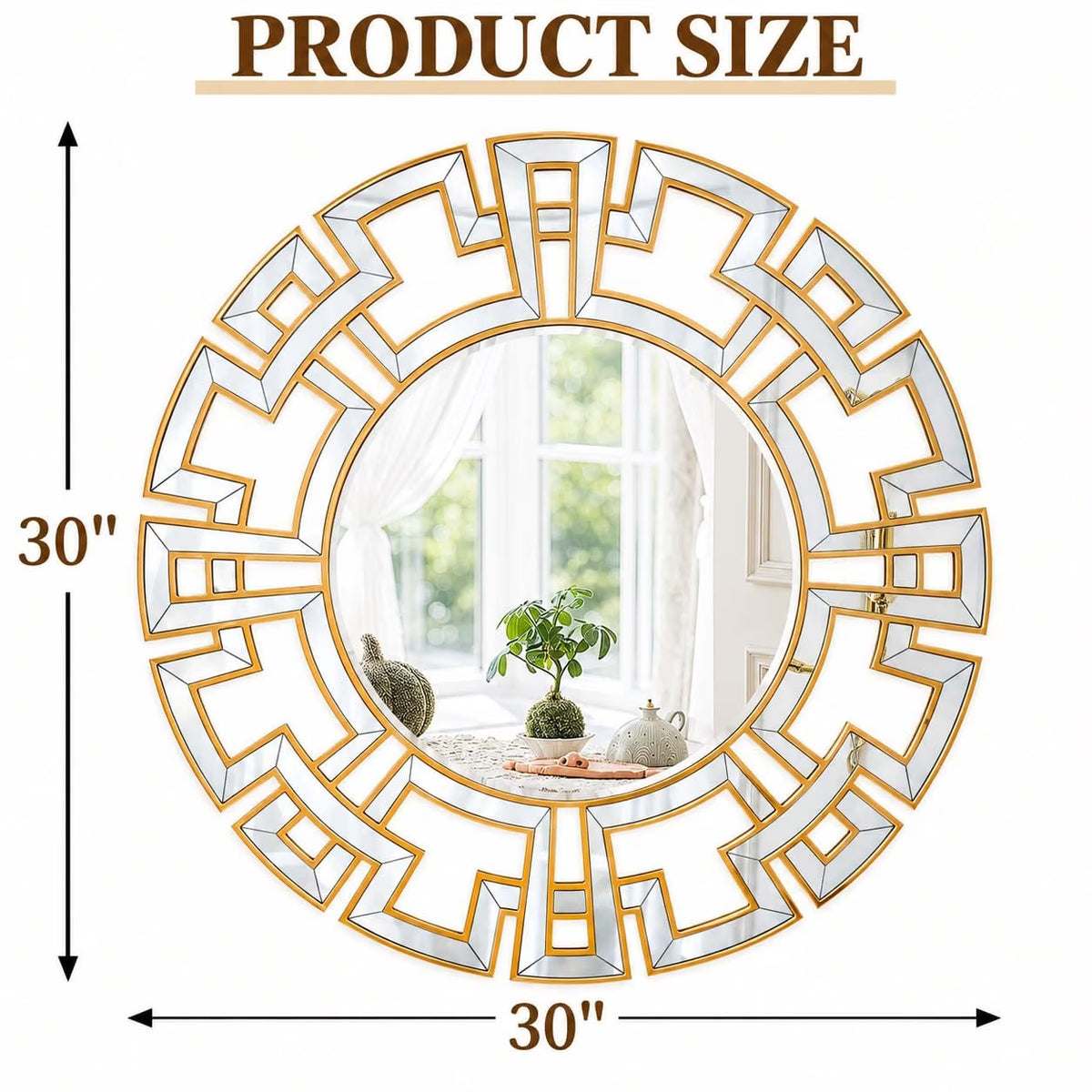 Round Wood Frame Wall Mirror