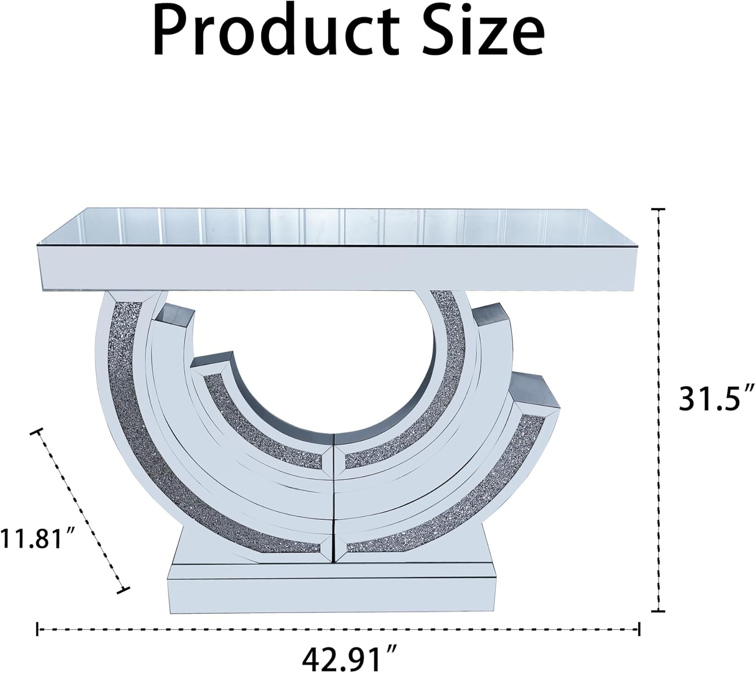 Diamond Crush Console Table with Mirror