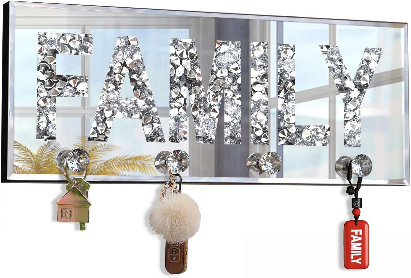 FAMLIY Letter Crush Diamond Mirrored Key Holder