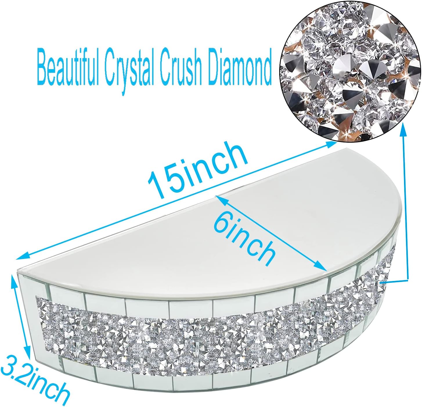 Diamond Crush Mirrored Floating Shelf