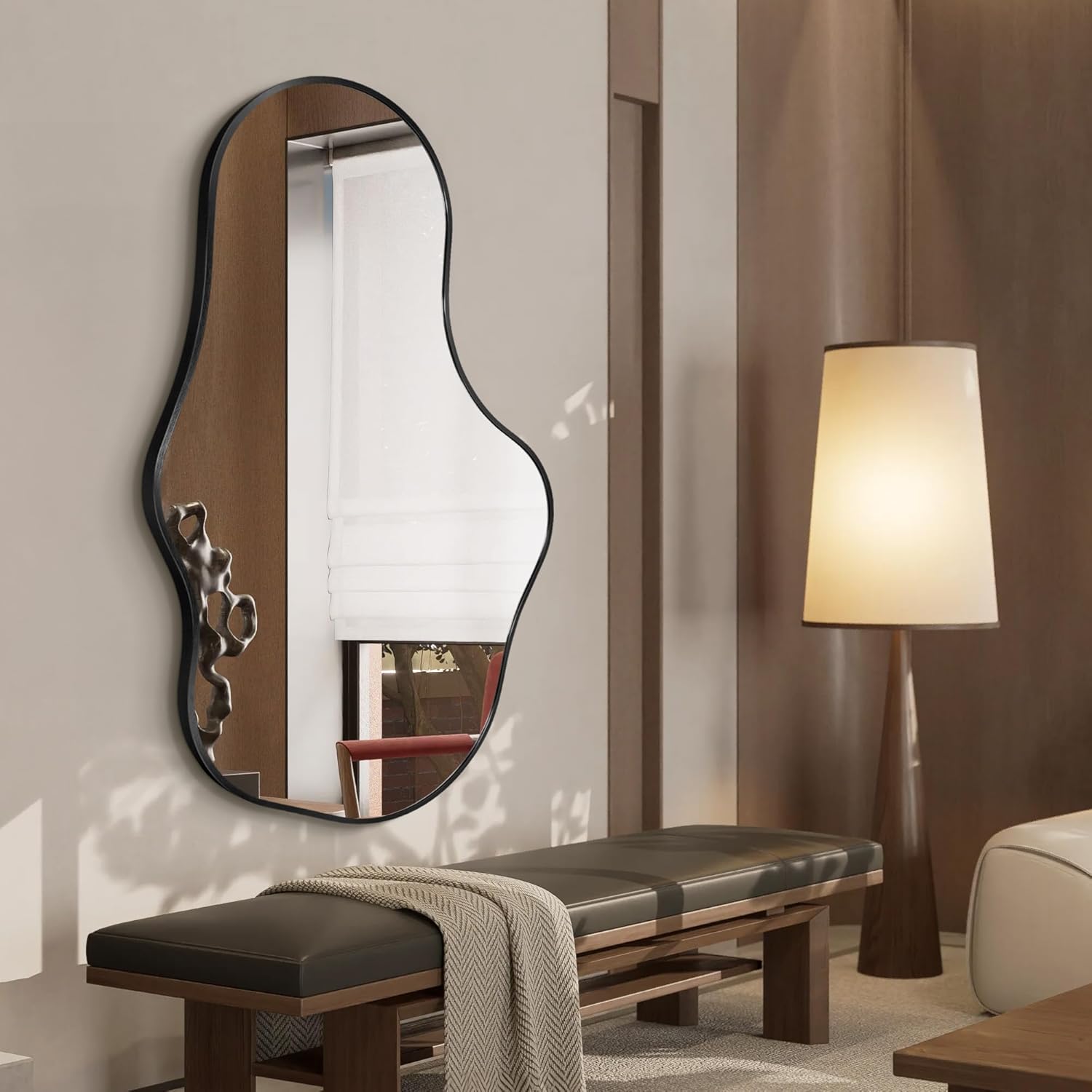 Irregular Metal Framed Wall Rectangular Mirror