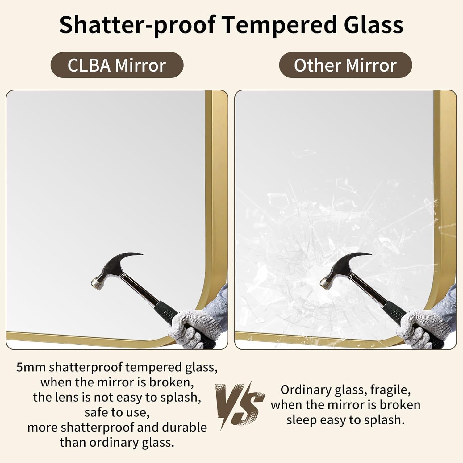 Gold Framed Wall Rectangular Mirror