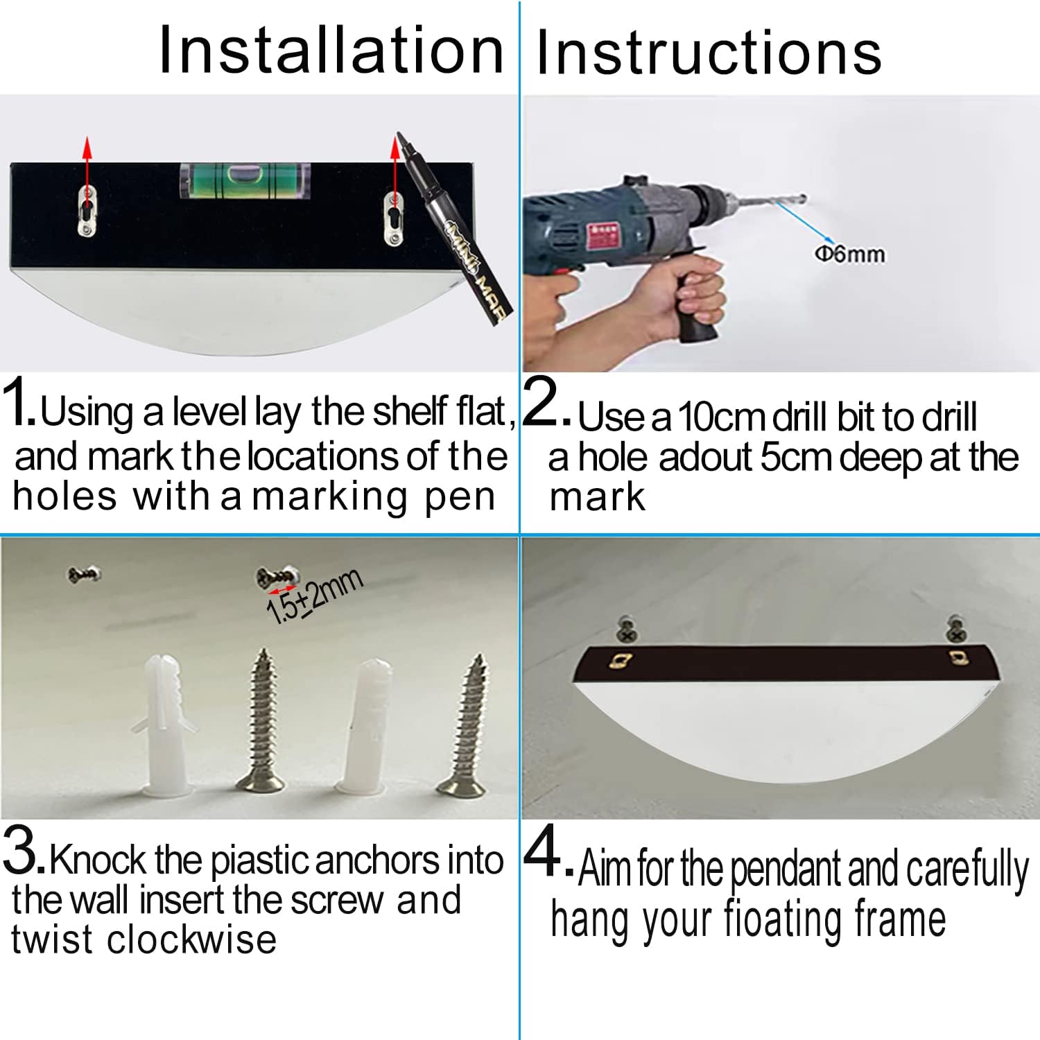 Diamond Crush Mirrored Floating Shelf