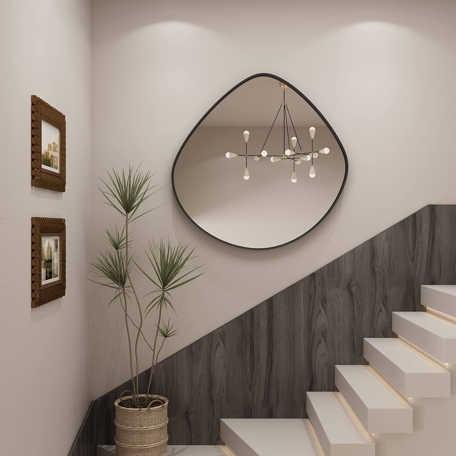 Wood Irregular Bathroom Mirror