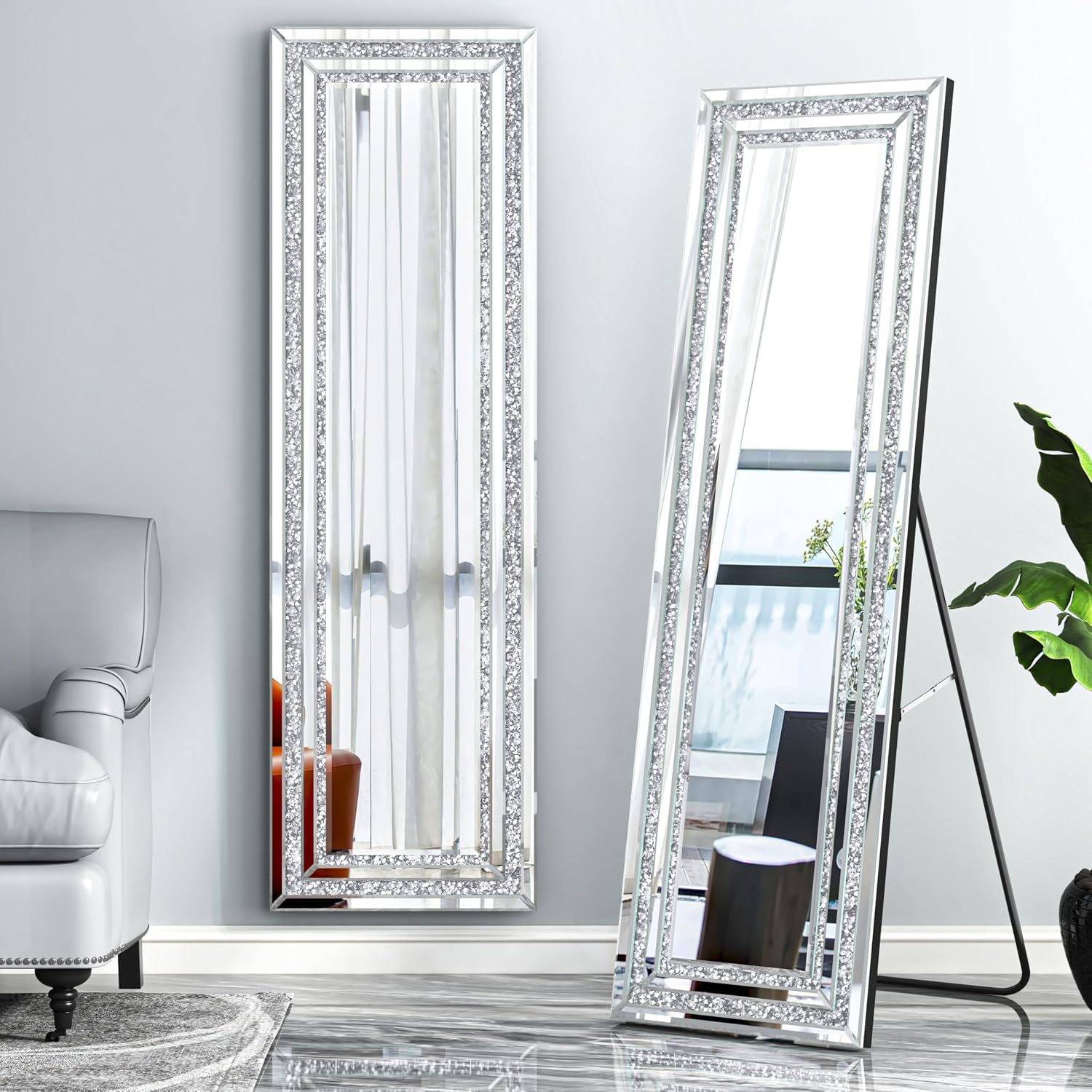 Diamond Crush Full-Length Standing Mirror