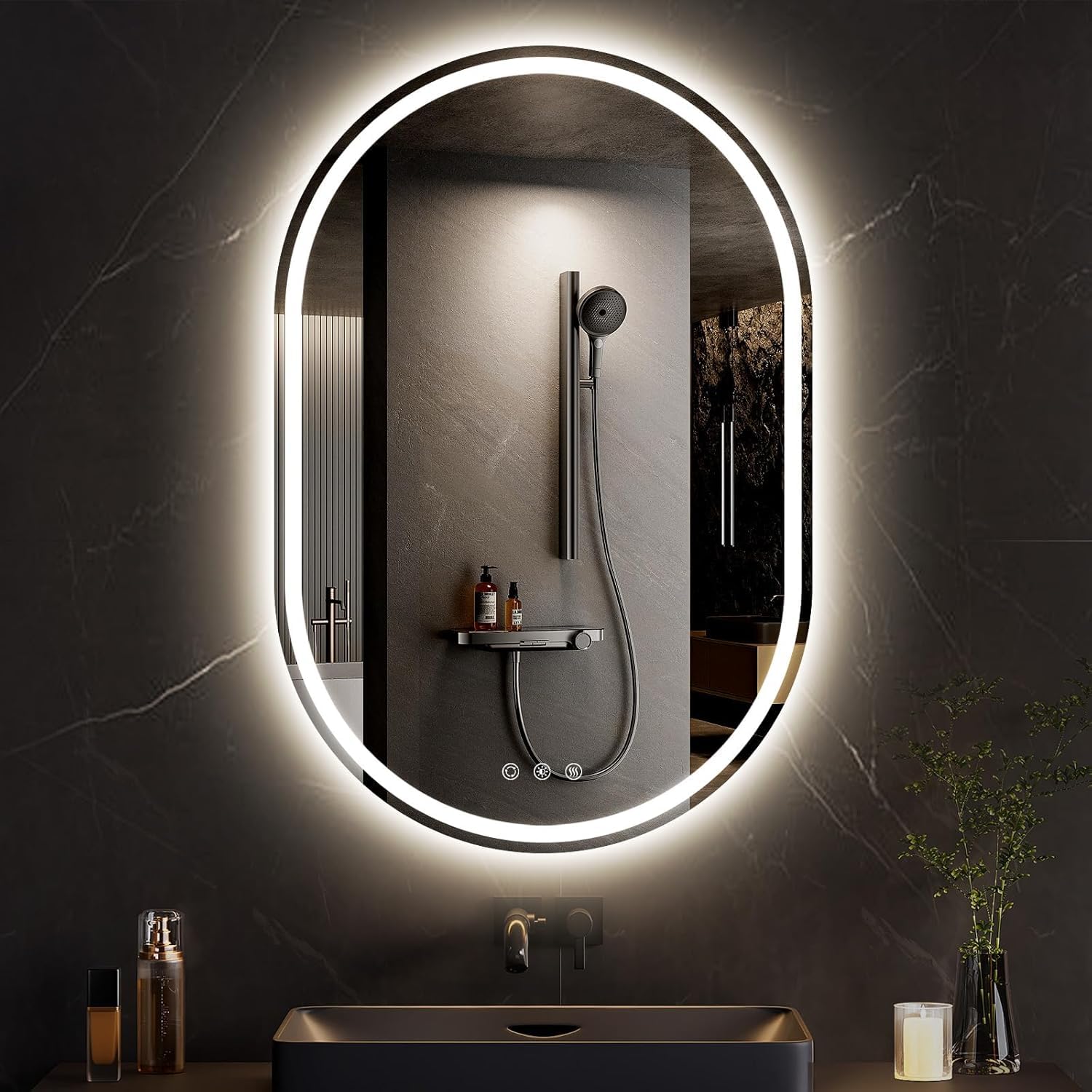 Capsule Slim LED Wall Mirror frontlite