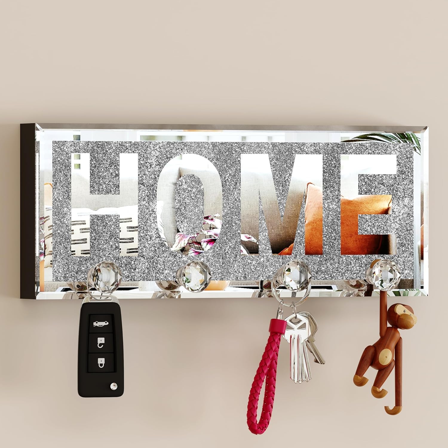 HOME Letter Crush Diamond Mirrored Key Holder