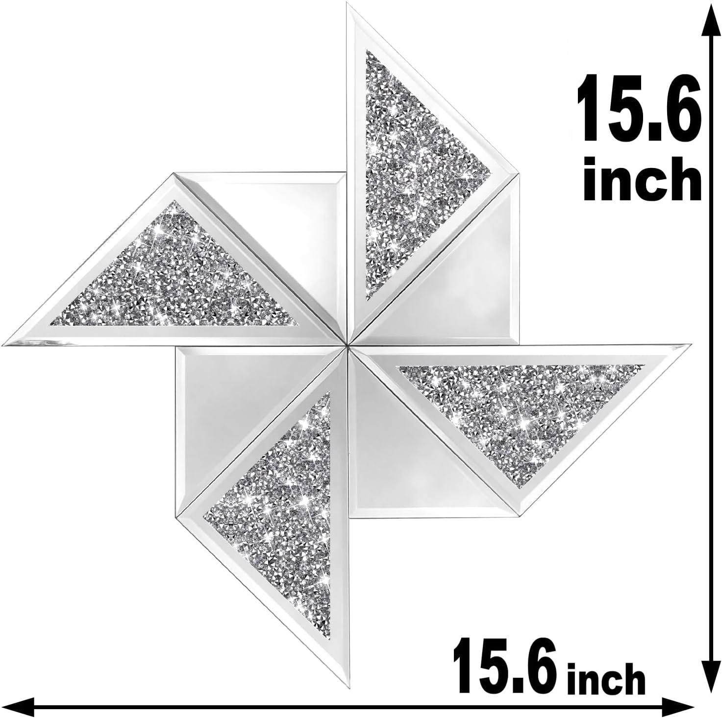 Diamond Decorative Mirrors Pinwheel Shape (15.6”x15.6”)